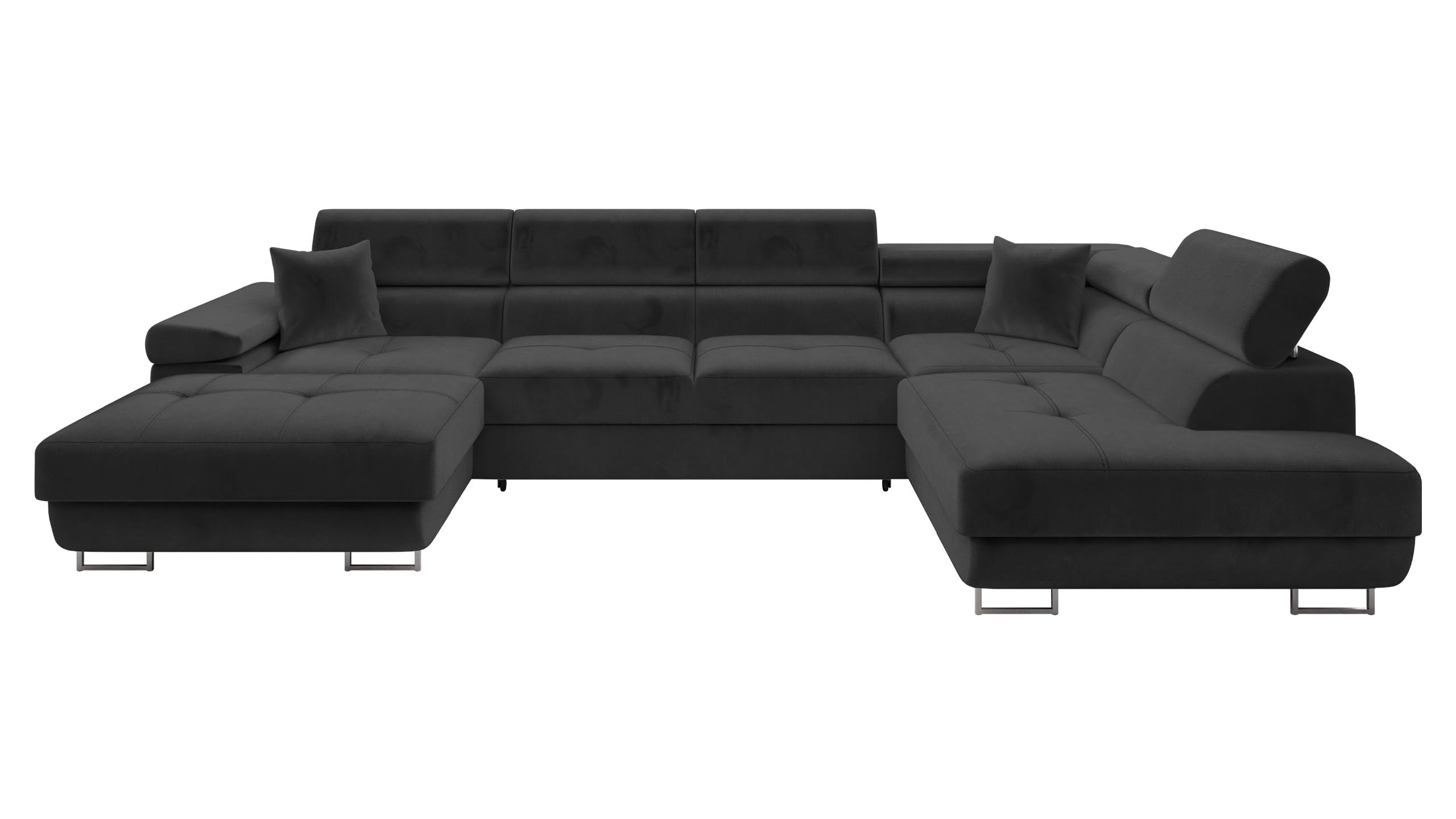 Mirjan24 Ecksofa Torezio Bis mit Bettkasten, Einstellbare Kopfstützen, Sofa mit Schlaffunktion, Eckcouch für Wohnzimmer, Polsterecke, U-Form Couch mit Bettfunktion (Soft 011 + Lux 06, Seite: Rechts)
