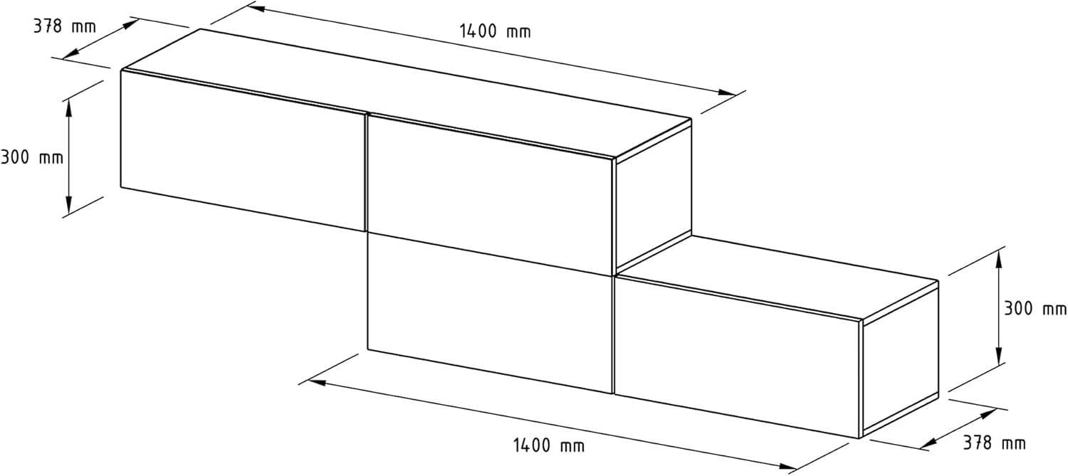 Planetmöbel Flur Möbel Garderobe Hängeschrank 2X 140 cm Gold Eiche - Anthrazit, Kompaktgarderobe mit Klappe als Stauraum, Wandgarderobe hängend oder stehend, 37,8T x 140B x 32,5H cm