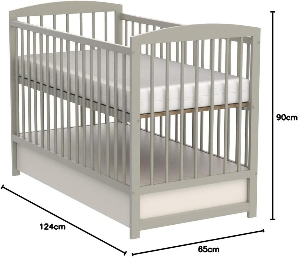 Love For Sleep Babybett Beistellbett 120x60cm mit Schaumstoffmatratze Grau Jacob Kinderbett Baby Bett Holz - Kinderbett Babybett, Mitwachsend Gitterbett Baby Bed