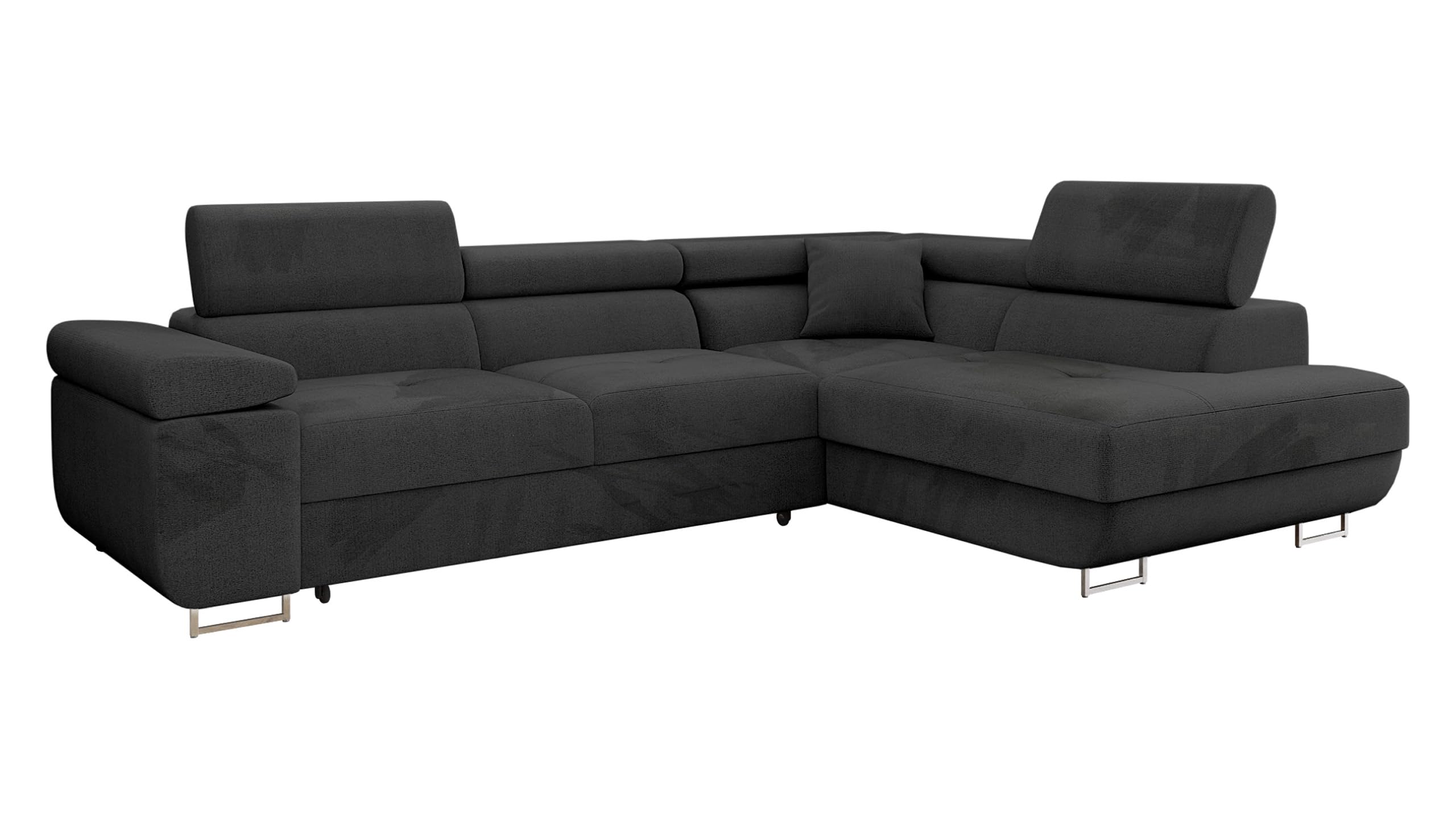 Mirjan24 Torezio Corner Sofa with Bed Box, Adjustable Headrests, Sofa with Sleep Function, Corner Couch for Living Room, Upholstered Corner, L-Shape Couch with Bed Function (Manila 16, Side: Left)