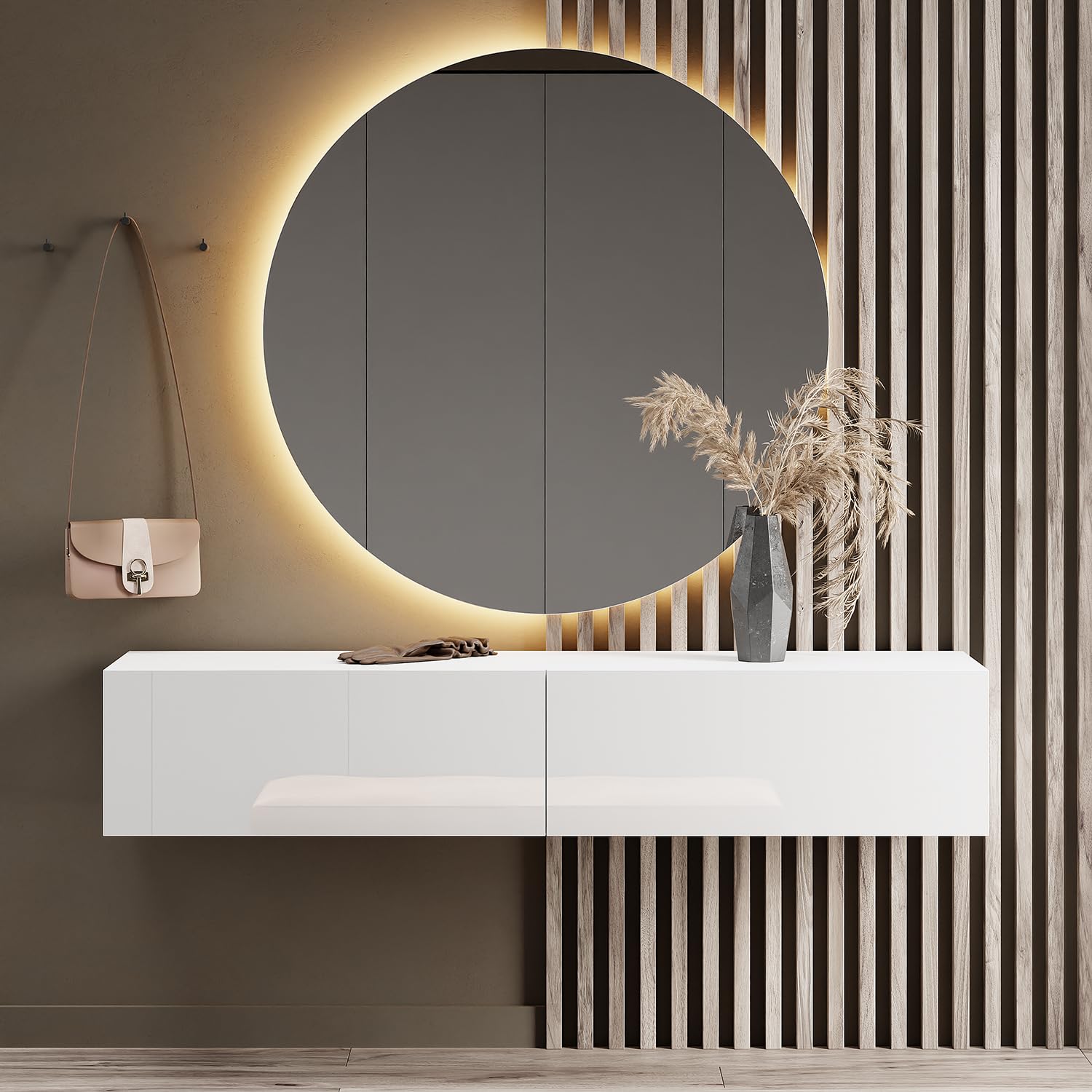 Planetmöbel Flur Möbel Garderobe Hängeschrank 2X 140 cm Gold Eiche - Anthrazit, Kompaktgarderobe mit Klappe als Stauraum, Wandgarderobe hängend oder stehend, 37,8T x 140B x 32,5H cm