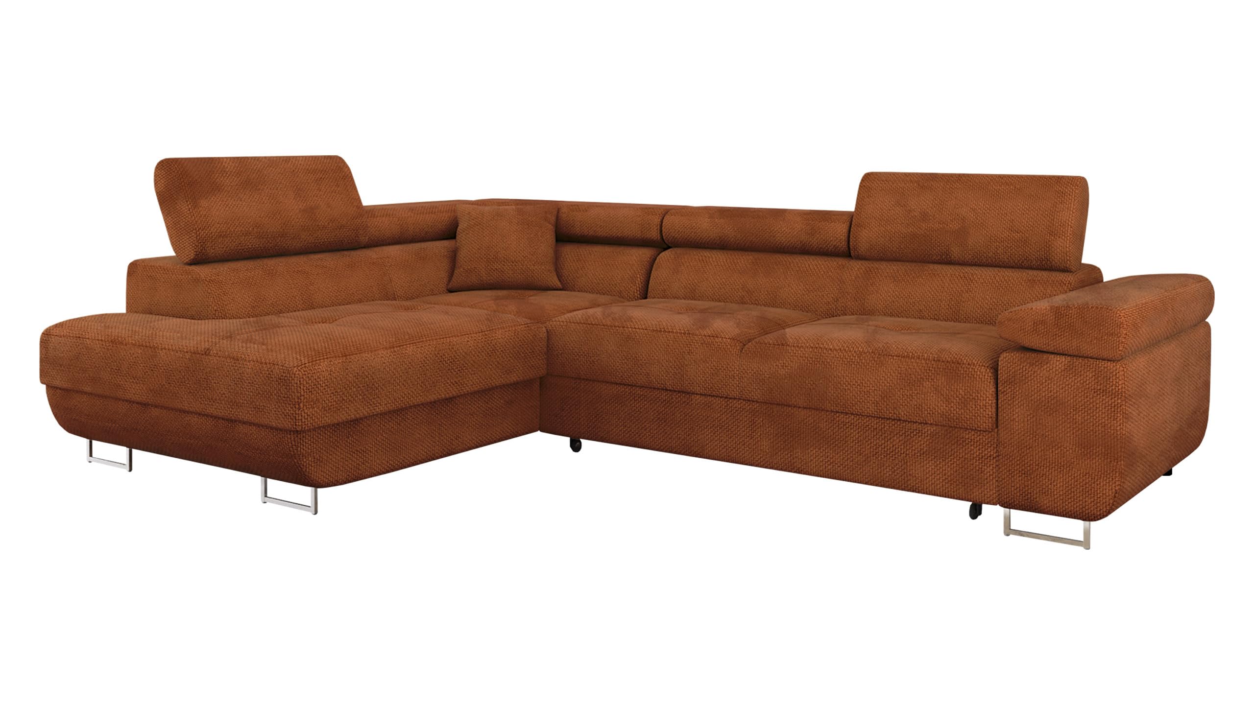 Mirjan24 Torezio Corner Sofa with Bed Box, Adjustable Headrests, Sofa with Sleep Function, Corner Couch for Living Room, Upholstered Corner, L-Shape Couch with Bed Function (Manila 16, Side: Left)