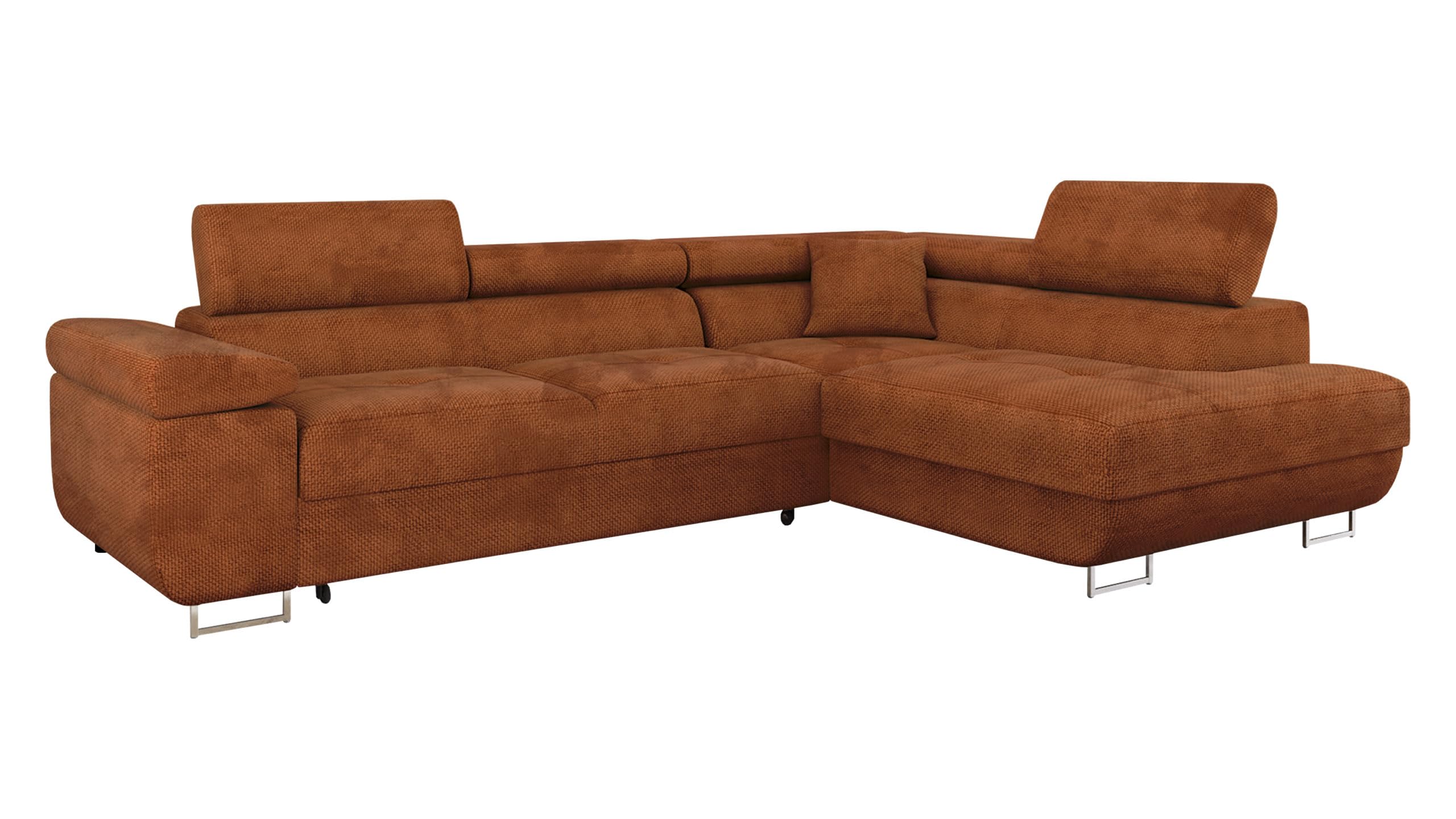 Mirjan24 Torezio Corner Sofa with Bed Box, Adjustable Headrests, Sofa with Sleep Function, Corner Couch for Living Room, Upholstered Corner, L-Shape Couch with Bed Function (Manila 16, Side: Left)