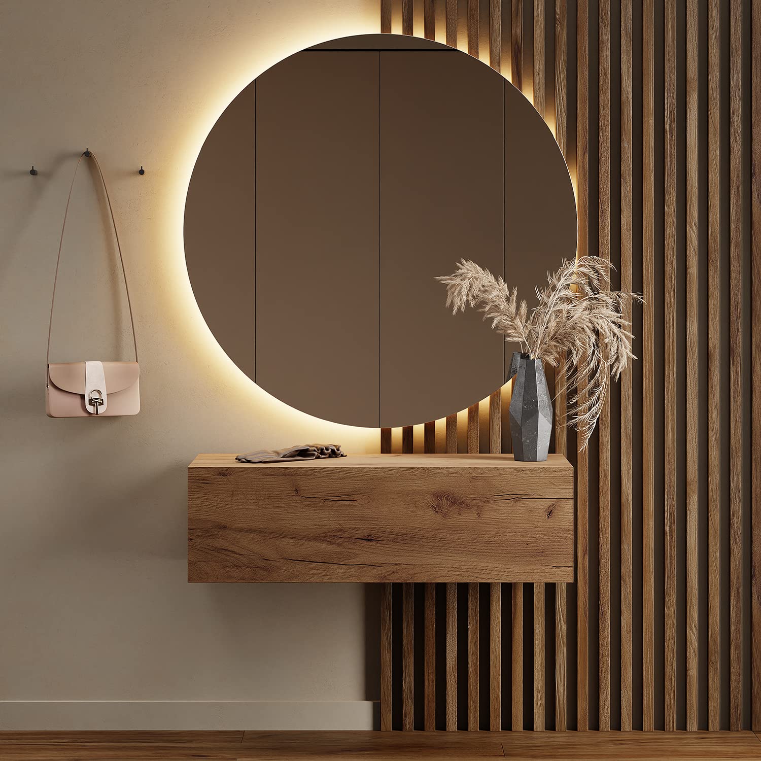 Planetmöbel Flur Möbel Garderobe Hängeschrank 2X 140 cm Gold Eiche - Anthrazit, Kompaktgarderobe mit Klappe als Stauraum, Wandgarderobe hängend oder stehend, 37,8T x 140B x 32,5H cm