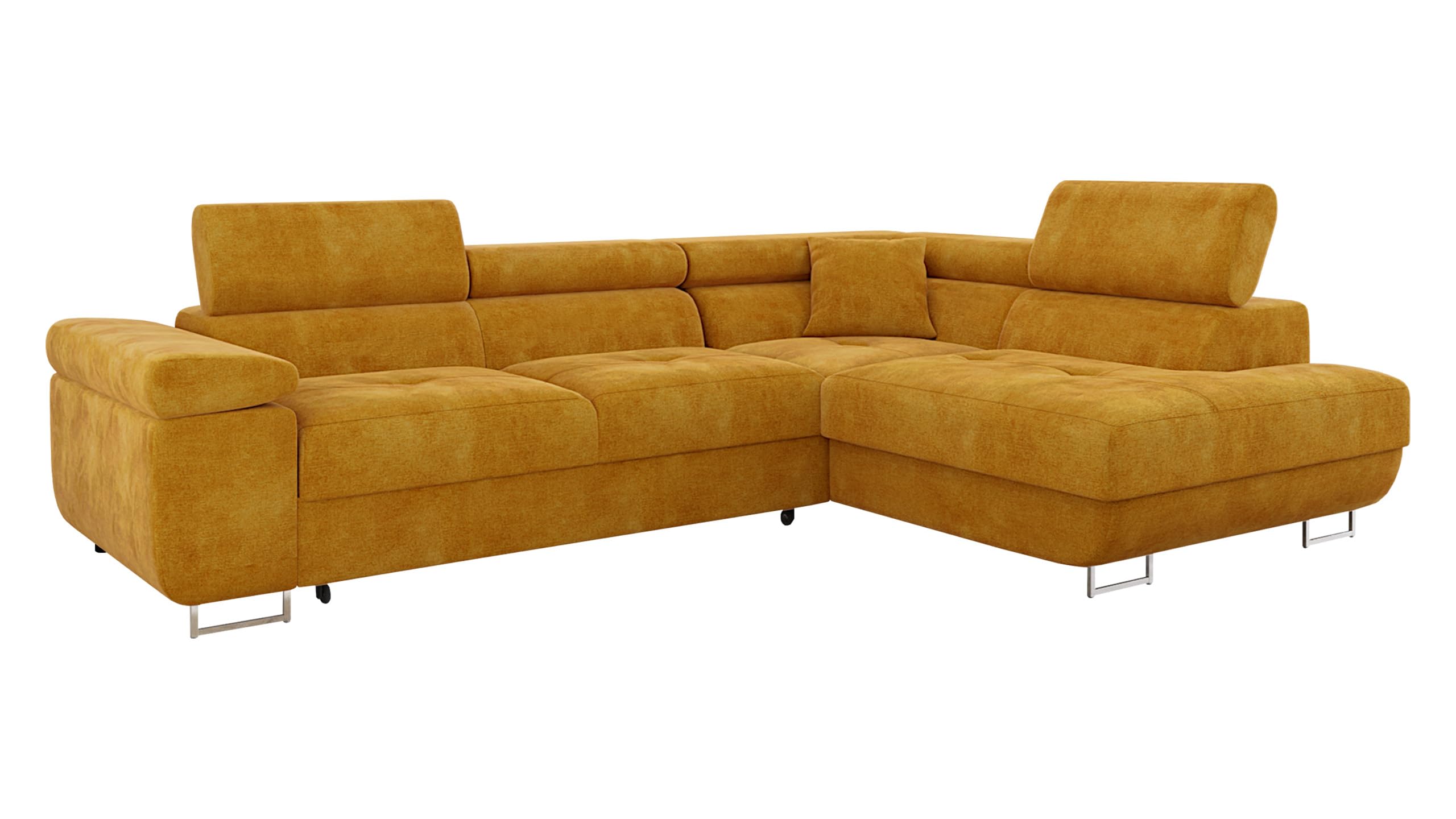 Mirjan24 Torezio Corner Sofa with Bed Box, Adjustable Headrests, Sofa with Sleep Function, Corner Couch for Living Room, Upholstered Corner, L-Shape Couch with Bed Function (Manila 16, Side: Left)
