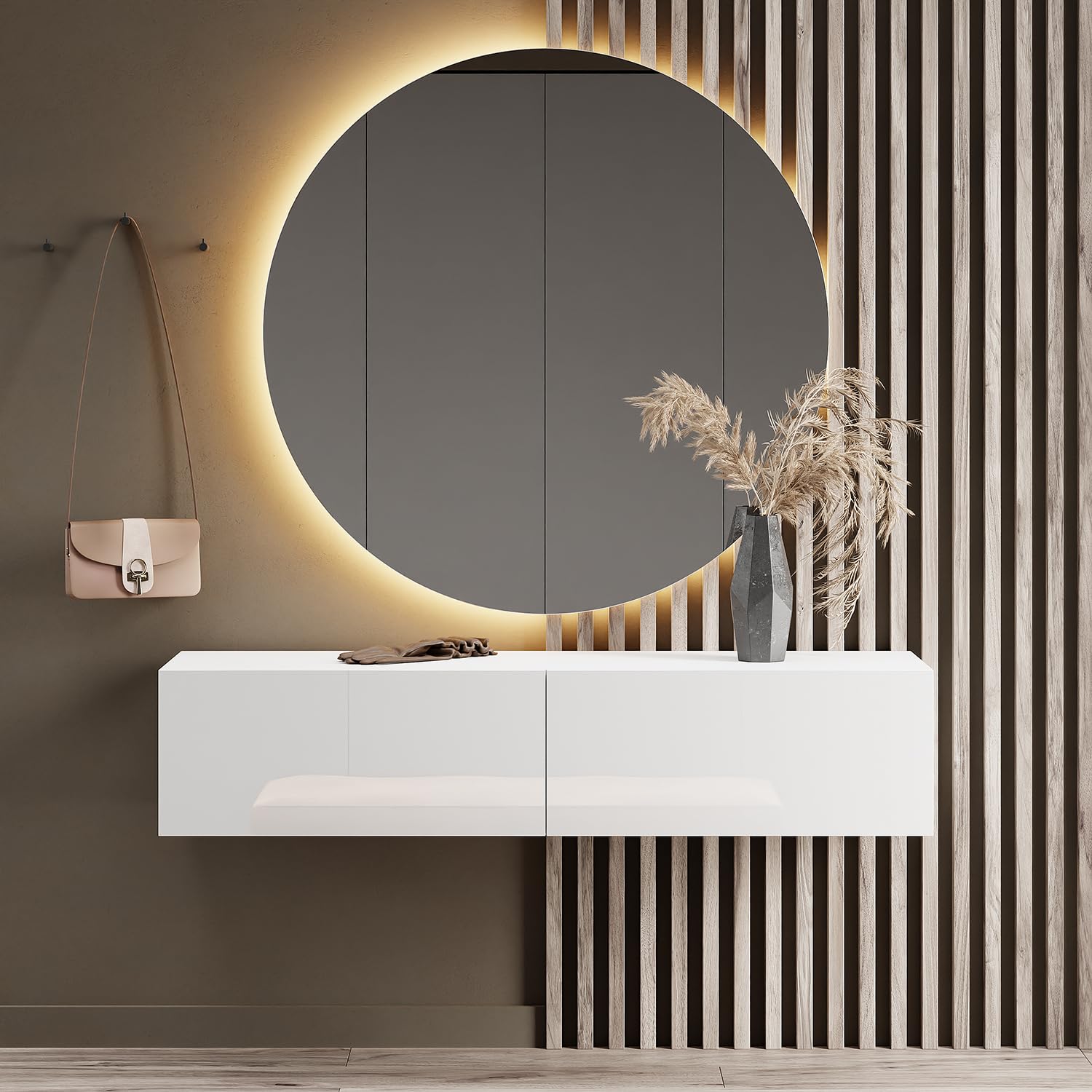 Planetmöbel Flur Möbel Garderobe Hängeschrank 2X 140 cm Gold Eiche - Anthrazit, Kompaktgarderobe mit Klappe als Stauraum, Wandgarderobe hängend oder stehend, 37,8T x 140B x 32,5H cm
