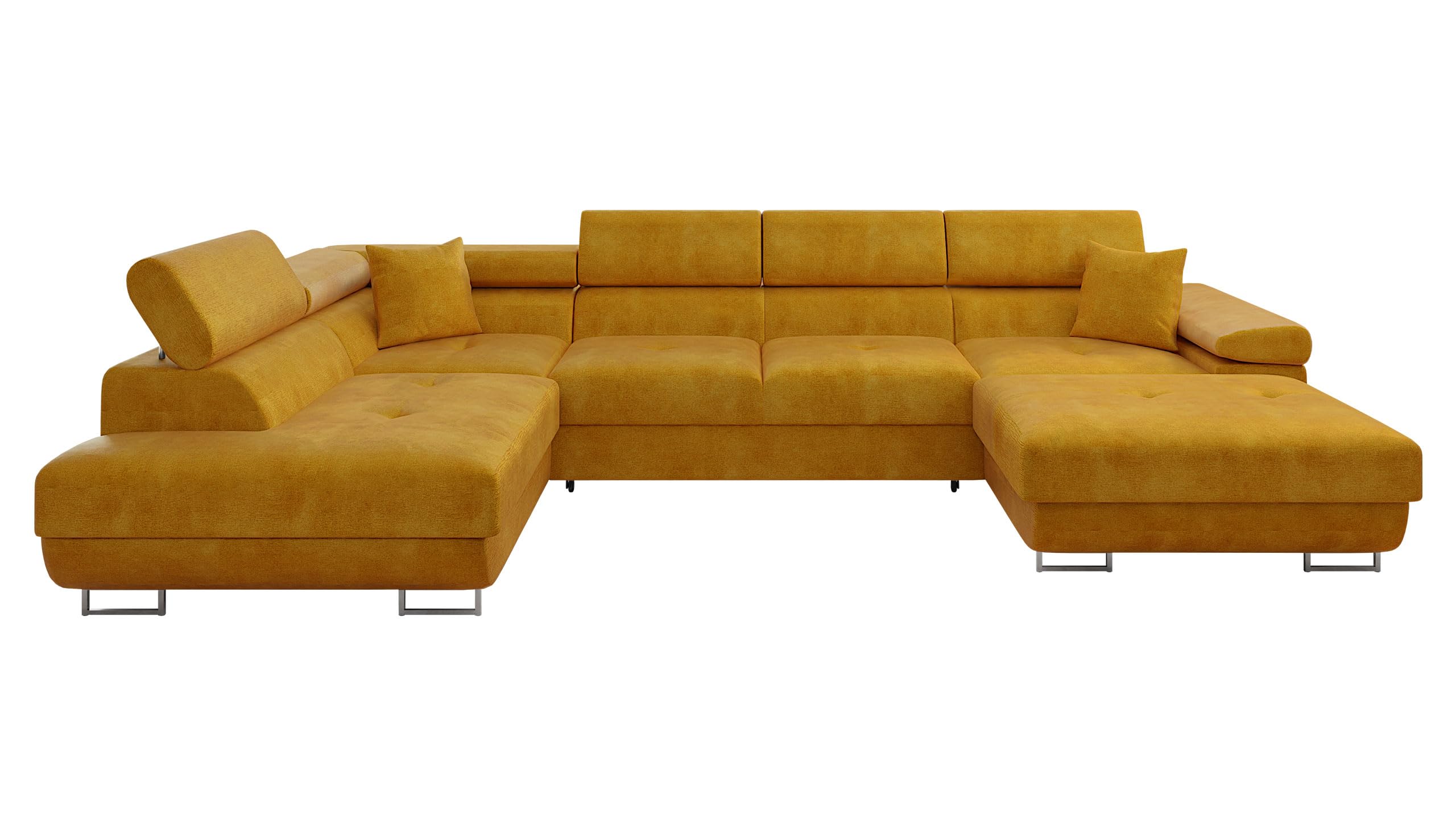 Mirjan24 Ecksofa Torezio Bis mit Bettkasten, Einstellbare Kopfstützen, Sofa mit Schlaffunktion, Eckcouch für Wohnzimmer, Polsterecke, U-Form Couch mit Bettfunktion (Soft 011 + Lux 06, Seite: Rechts)