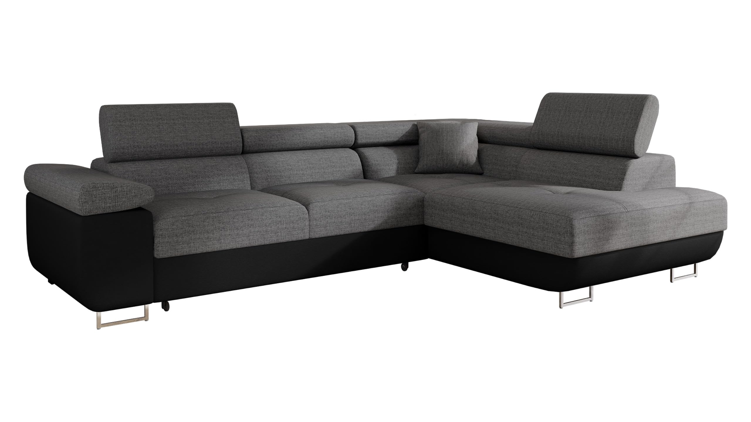 Mirjan24 Torezio Corner Sofa with Bed Box, Adjustable Headrests, Sofa with Sleep Function, Corner Couch for Living Room, Upholstered Corner, L-Shape Couch with Bed Function (Manila 16, Side: Left)