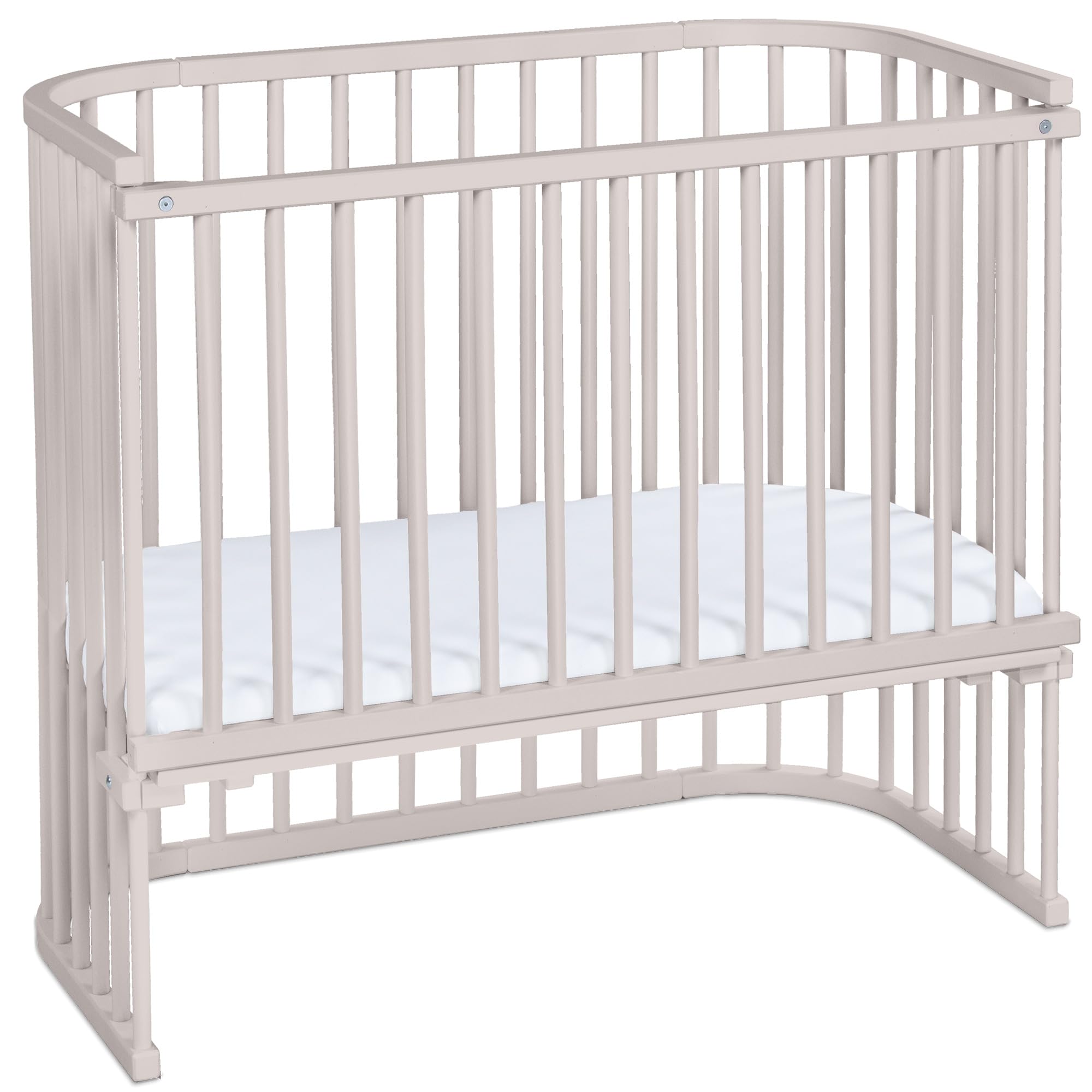 babybay Original Beistellbett aus massivem Buchenholz / kompakt & verwandelbar / Kinderbett Höhe stufenlos verstellbar & umweltfreundlich / mitwachsendes Babybett (weiß lackiert) / inkl. Matratze