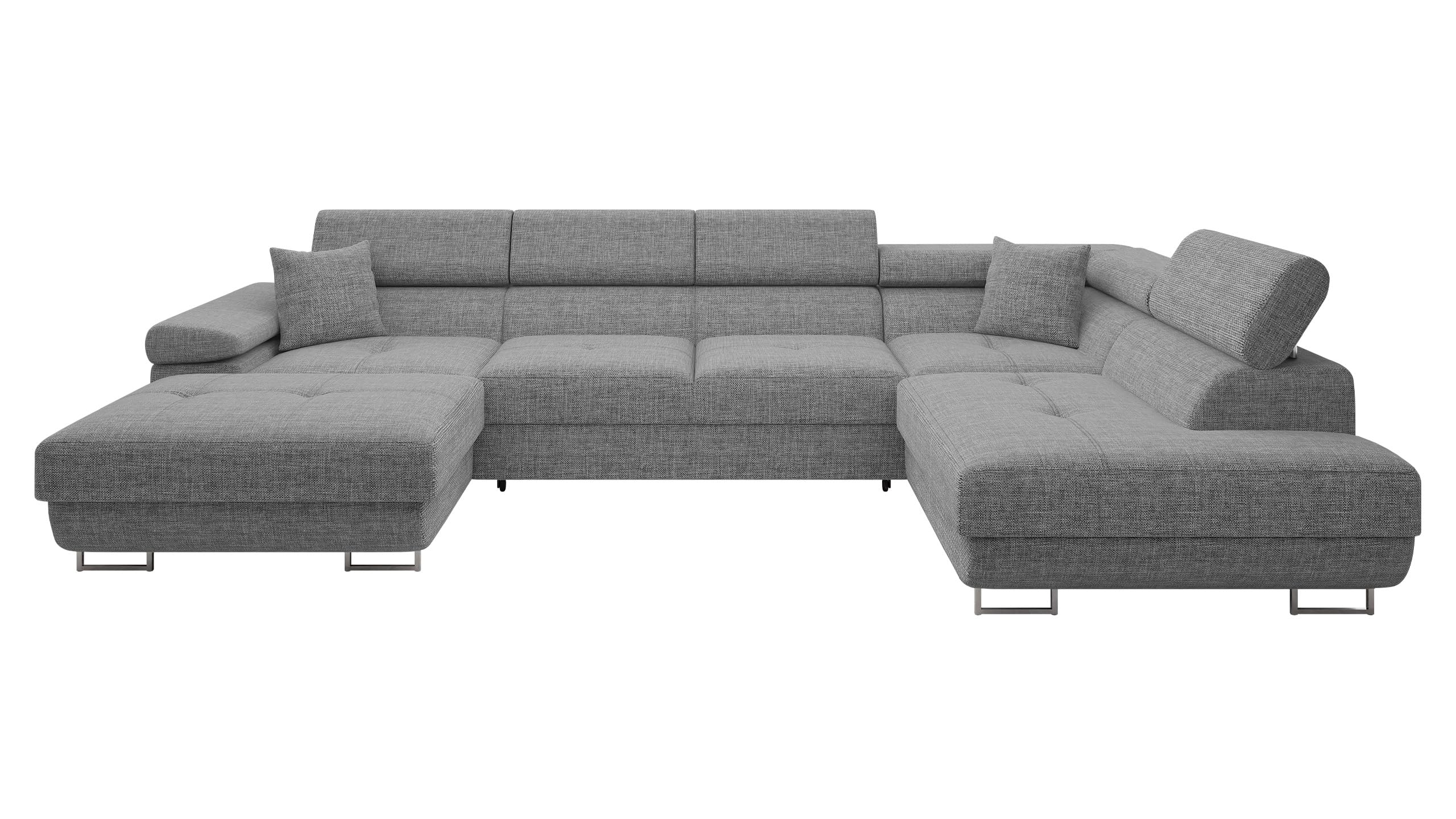Mirjan24 Ecksofa Torezio Bis mit Bettkasten, Einstellbare Kopfstützen, Sofa mit Schlaffunktion, Eckcouch für Wohnzimmer, Polsterecke, U-Form Couch mit Bettfunktion (Soft 011 + Lux 06, Seite: Rechts)