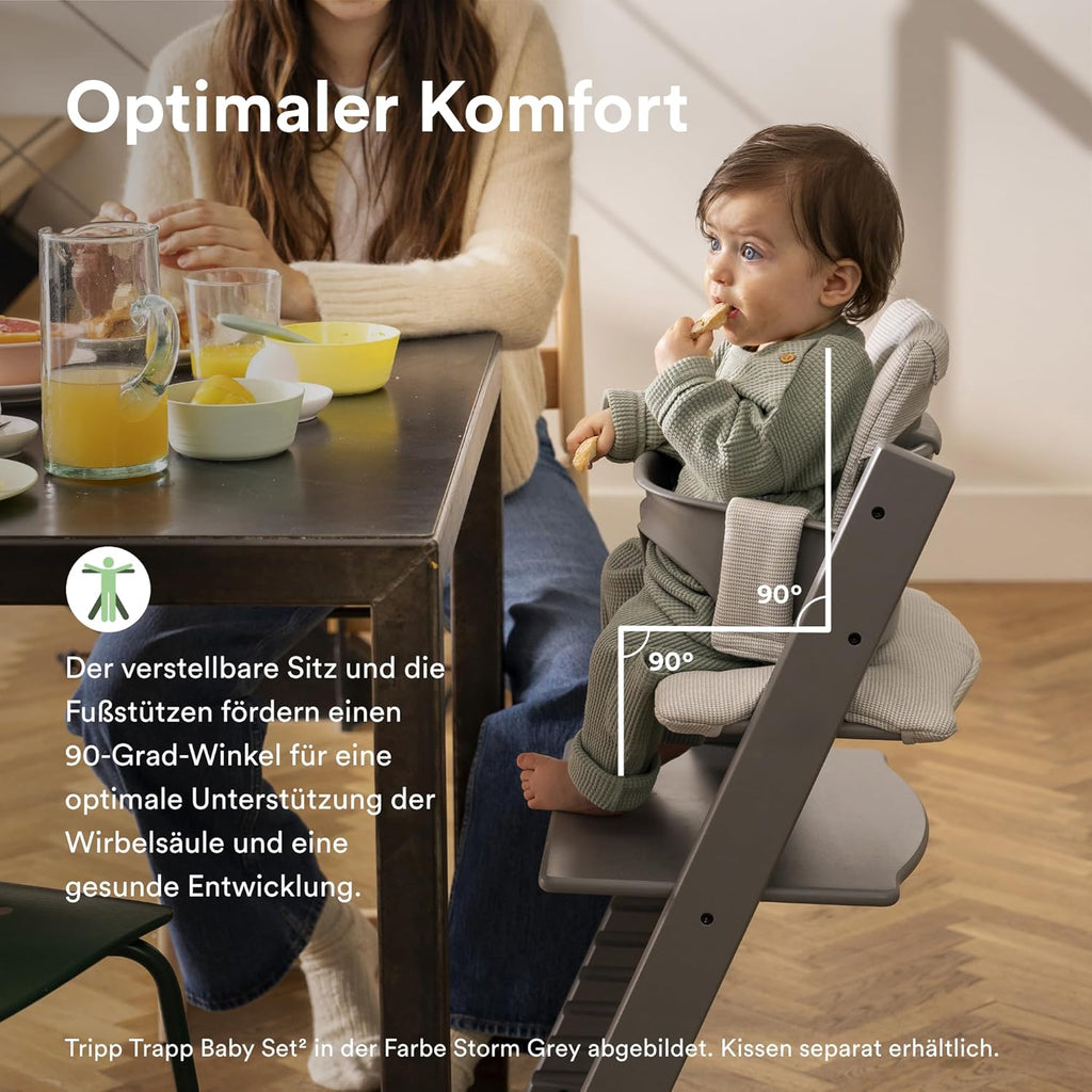 Stokke Tripp Trapp Hochstuhl, White - Inklusive Stuhl + Baby Set2 für Kinder von 6-36 Monaten - Verstellbar, ergonomisch & leicht zu reinigen