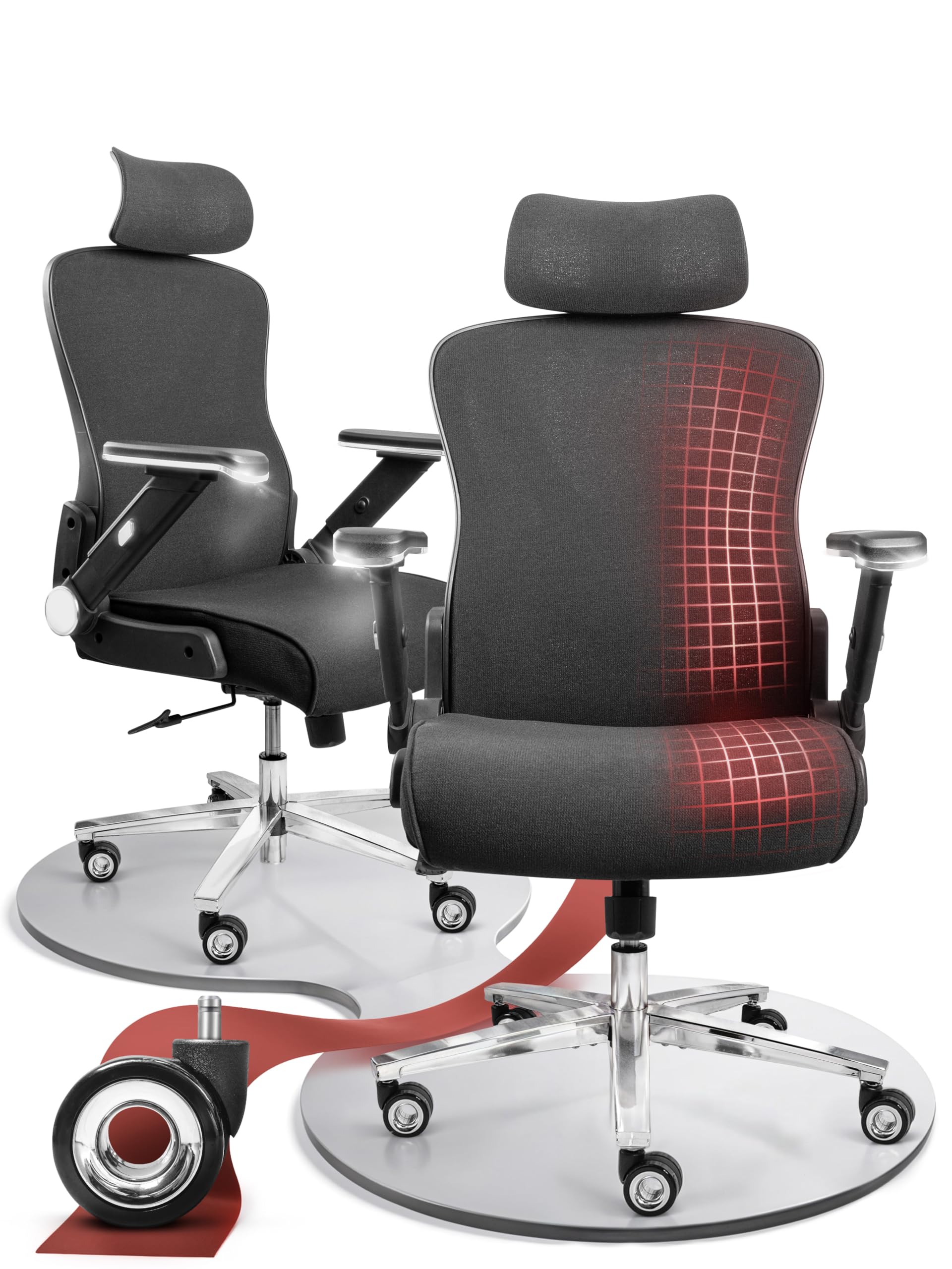 CLOUVOU BrightSeat Bürostuhl Ergonomisch [TESTSIEGER] Schreibtischstuhl 100% individuell einstellbar | Büro Stuhl & Gaming Stuhl | Computerstuhl Home Office Chair Ergonomic | Drehstuhl 150 kg
