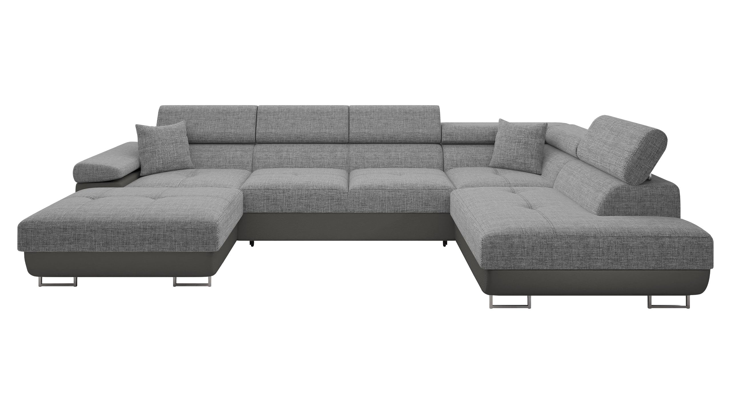 Mirjan24 Ecksofa Torezio Bis mit Bettkasten, Einstellbare Kopfstützen, Sofa mit Schlaffunktion, Eckcouch für Wohnzimmer, Polsterecke, U-Form Couch mit Bettfunktion (Soft 011 + Lux 06, Seite: Rechts)