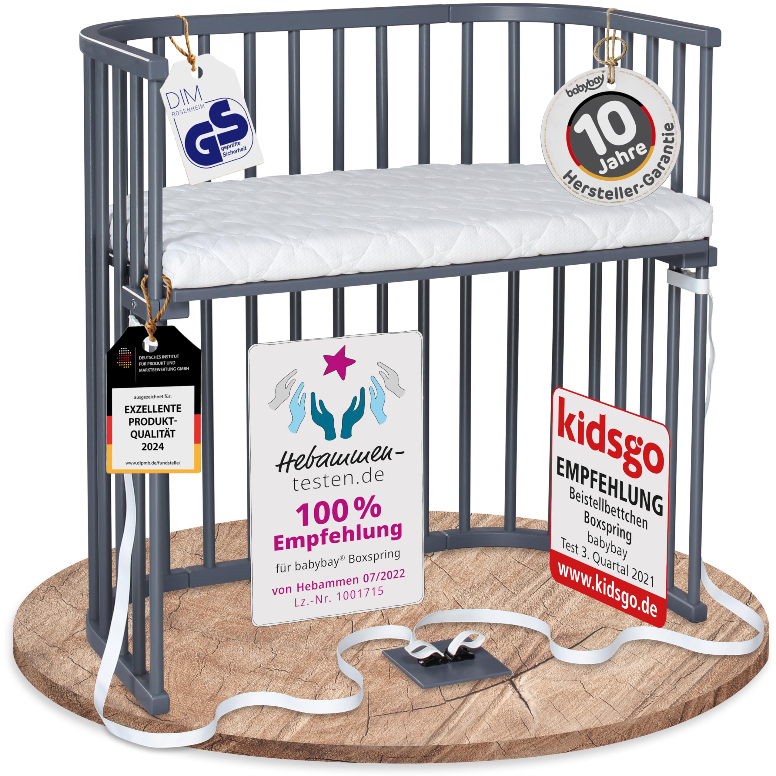 babybay Original Beistellbett aus massivem Buchenholz / kompakt & verwandelbar / Kinderbett Höhe stufenlos verstellbar & umweltfreundlich / mitwachsendes Babybett (weiß lackiert) / inkl. Matratze